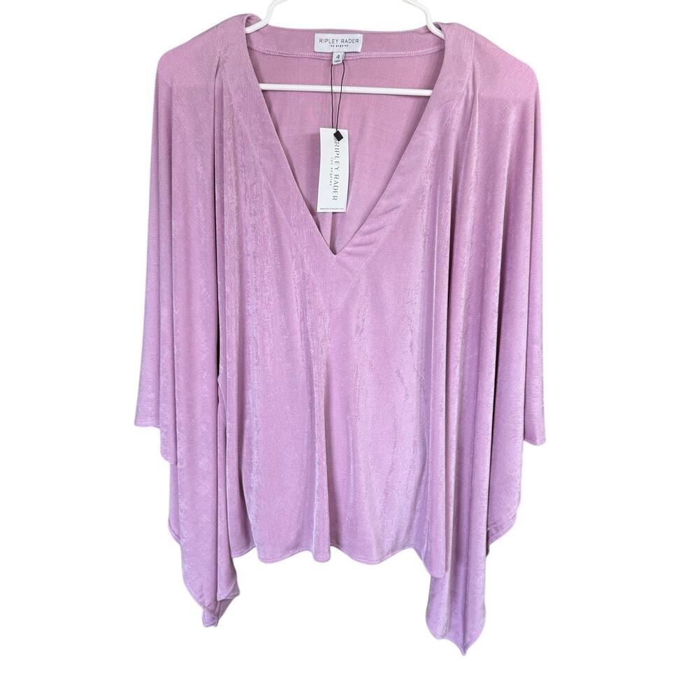 Ridley & Sage Lilac V-Neck Draped Velvet Blouse